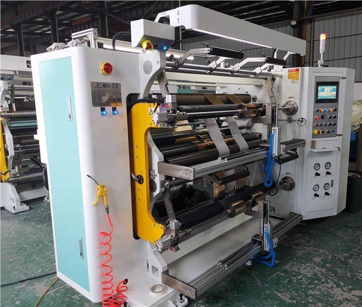 Film roll slitting machine converting tape logs